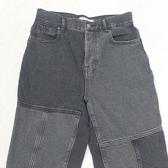 PacSun Jeans Womens Sz 27 Two Toned Black Denim High Rise Straight Button Fly - Picture 2 of 10
